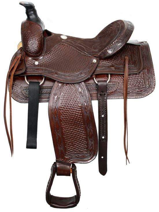 16 Circle S Fully tooled basketweave tooling Roping Style saddle