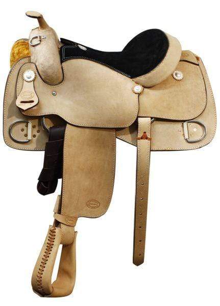 16 Fully tooled Buffalo roper style saddle with suede leather seat