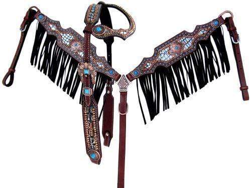 Showman ® Brown & White Checker Print One Ear Headstall and