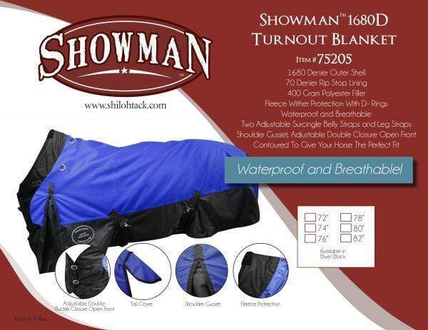 Showman Waterproof And Breathable 1680 Denier Turnout Blanket